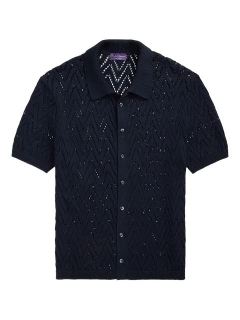 Ralph Lauren Purple Label zigzag-knitted short-sleeve shirt
