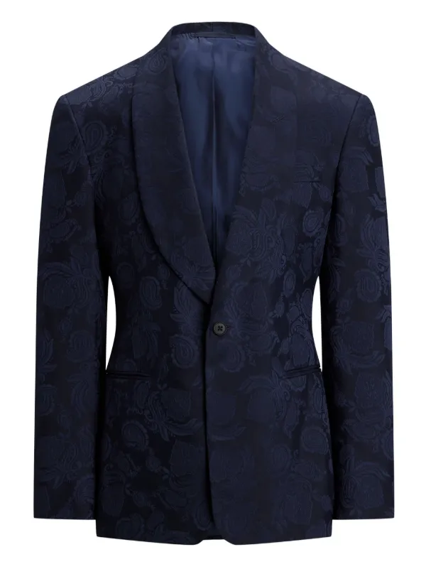 Ralph Lauren Purple Label floral-jacquard Blazer Blue