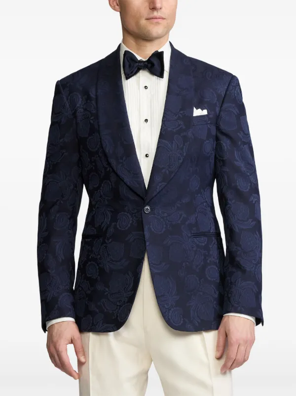 Ralph Lauren Purple Label floral-jacquard Blazer Blue FARFETCH IN
