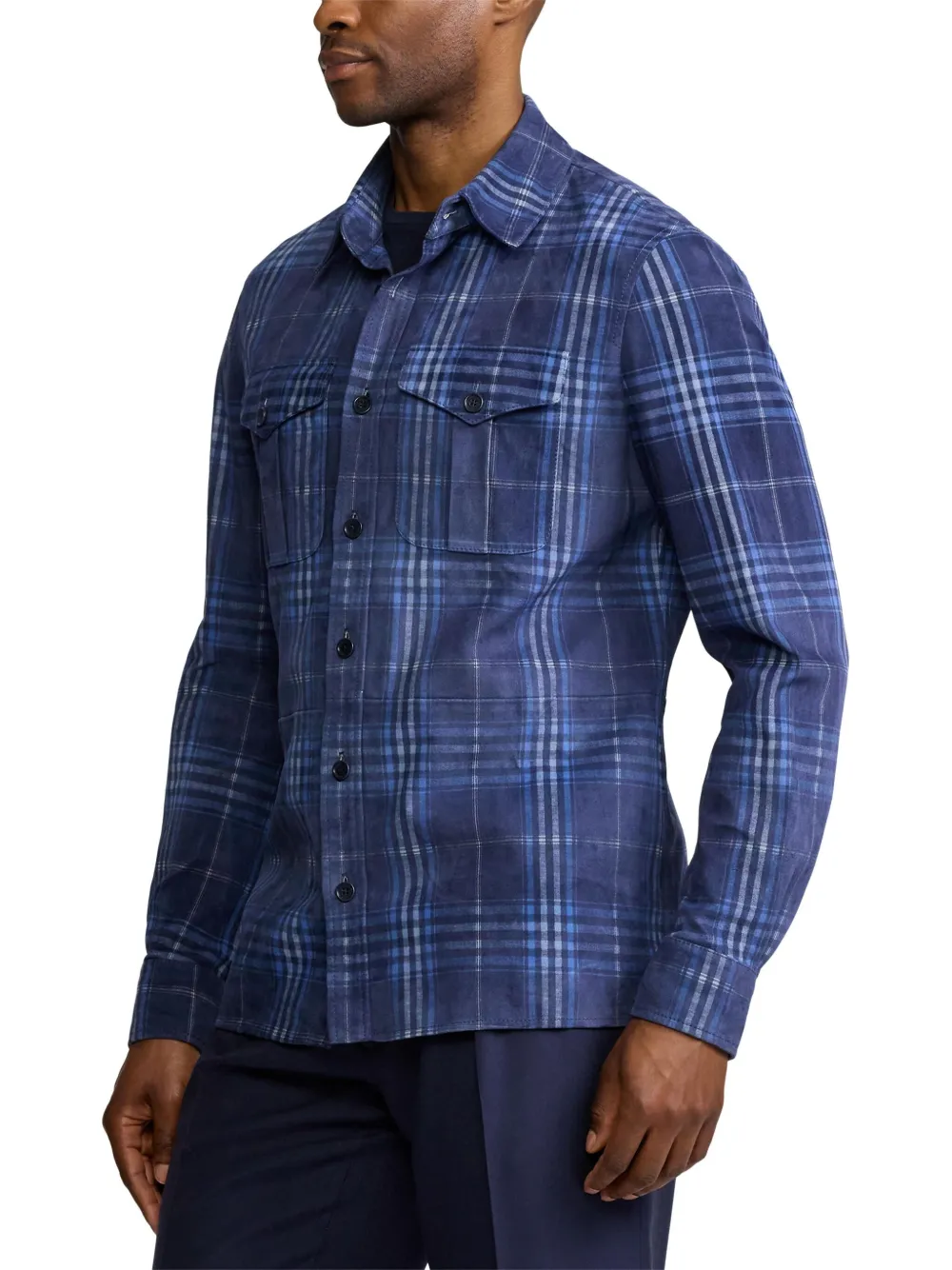 Ralph Lauren Purple Label Geruit shirtjack Blauw