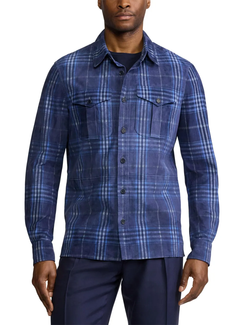 Ralph Lauren Purple Label Geruit shirtjack Blauw