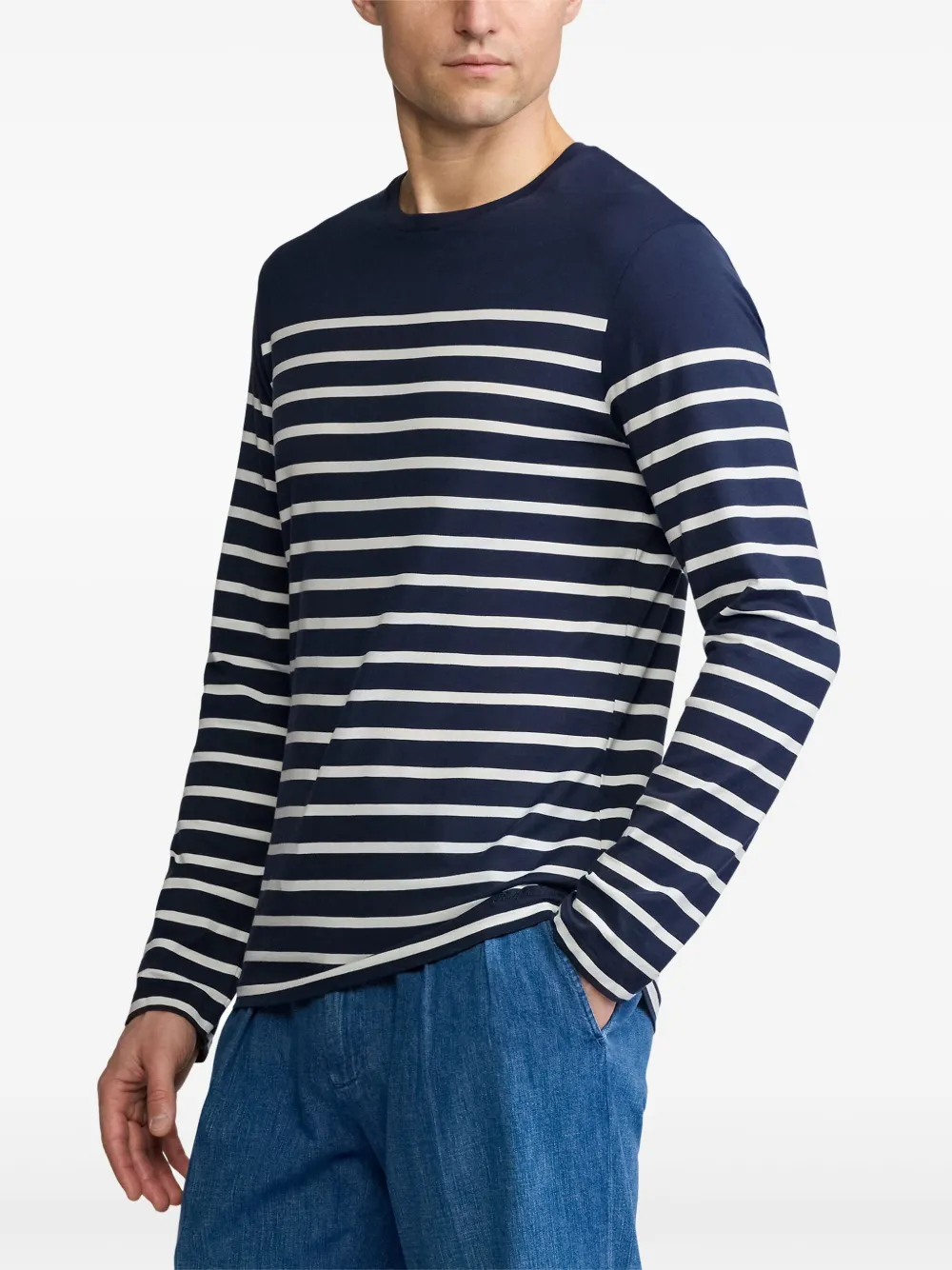 Ralph Lauren Purple Label Gestreept T-shirt Blauw