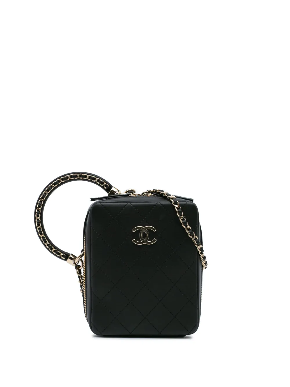 CHANEL Pre-Owned 2020 Calfskin Stitched Cup Of Tea Vanity Case satchel | Black | Image 1