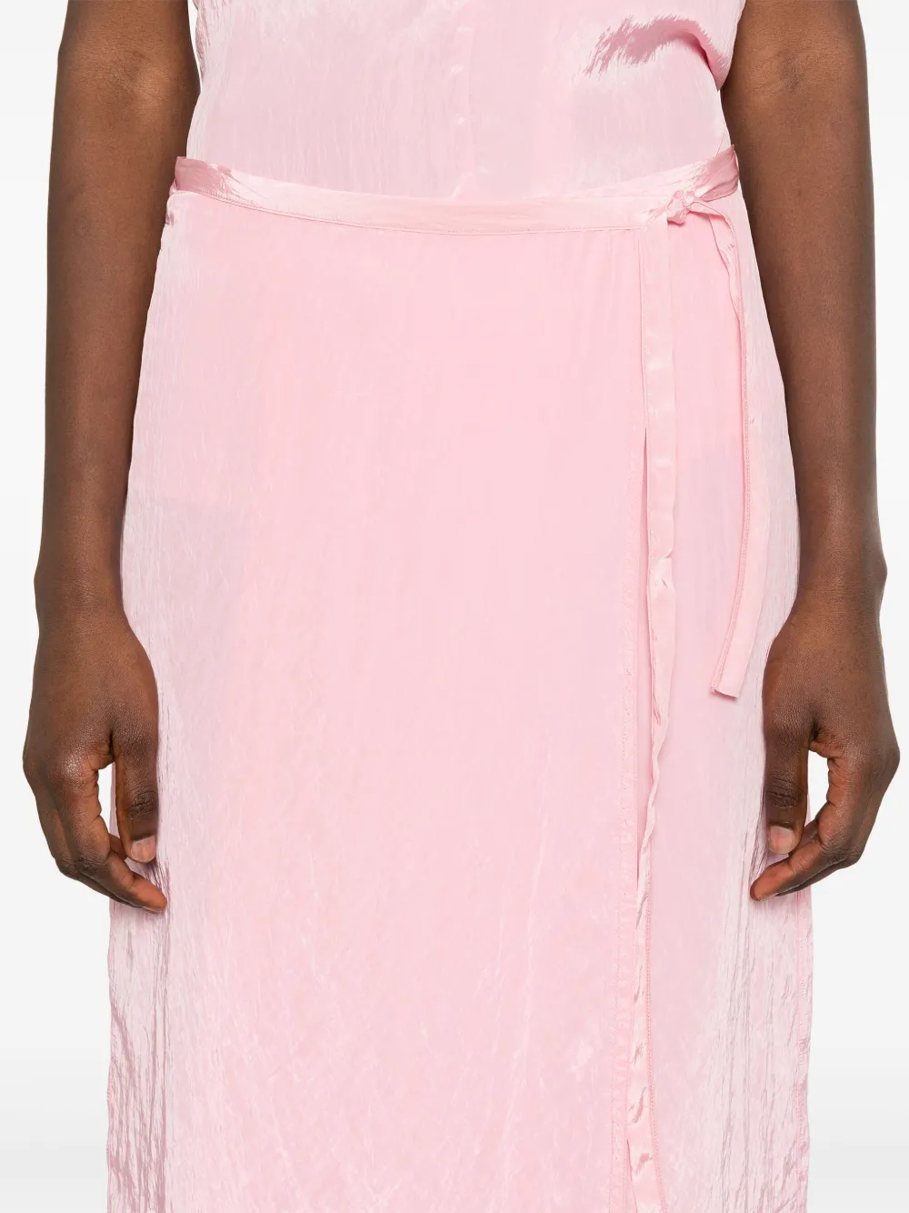 Shop Forte Forte Crinkled Midi Skirt In Pink