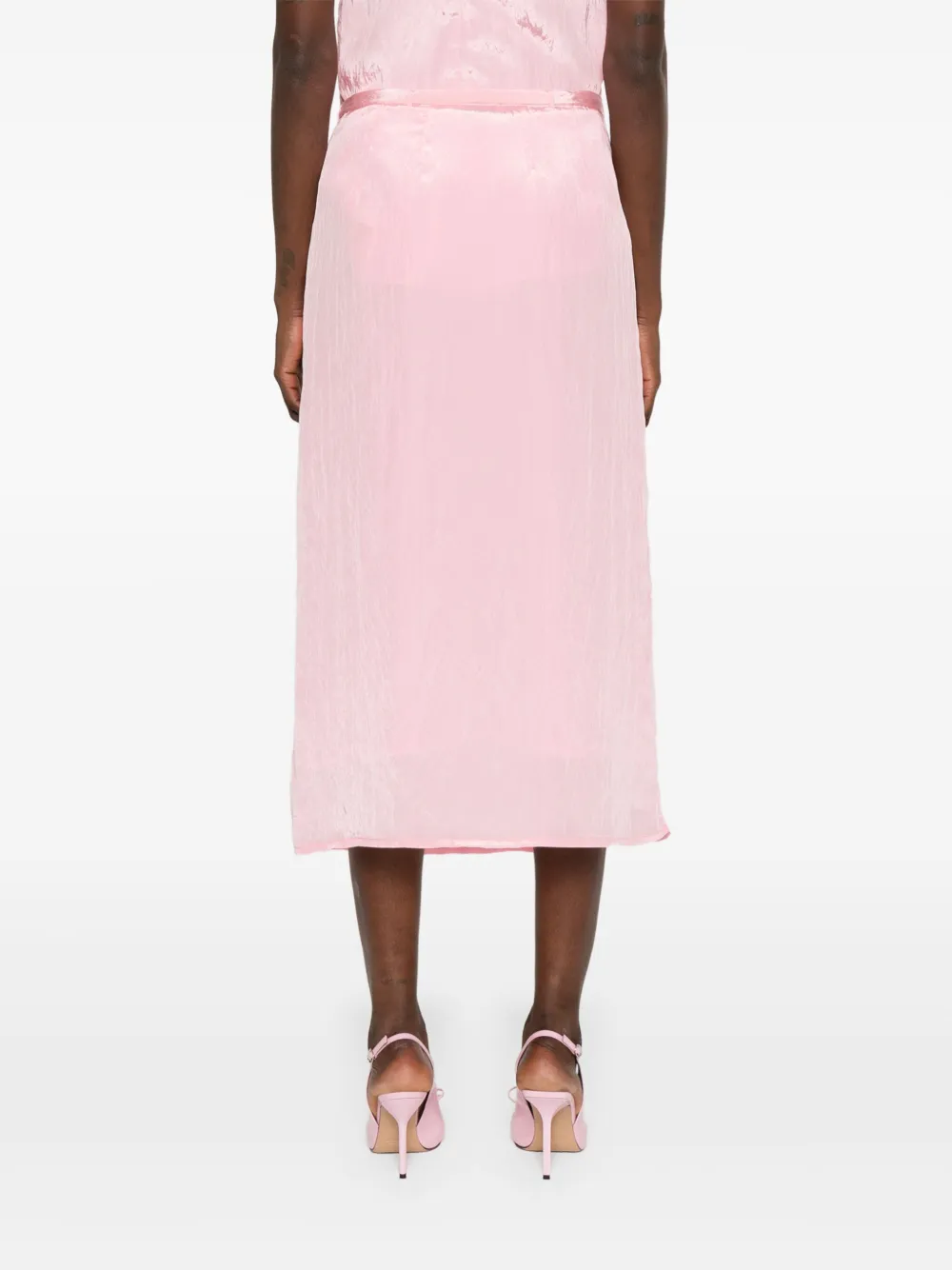 Shop Forte Forte Crinkled Midi Skirt In Pink