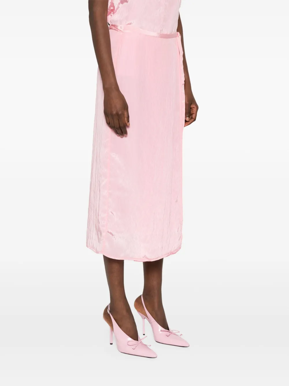 Shop Forte Forte Crinkled Midi Skirt In Pink