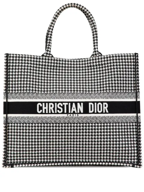 Christian Dior Pre-Owned 2019 Large Canvas Houndstooth Embroidered Book tote bag