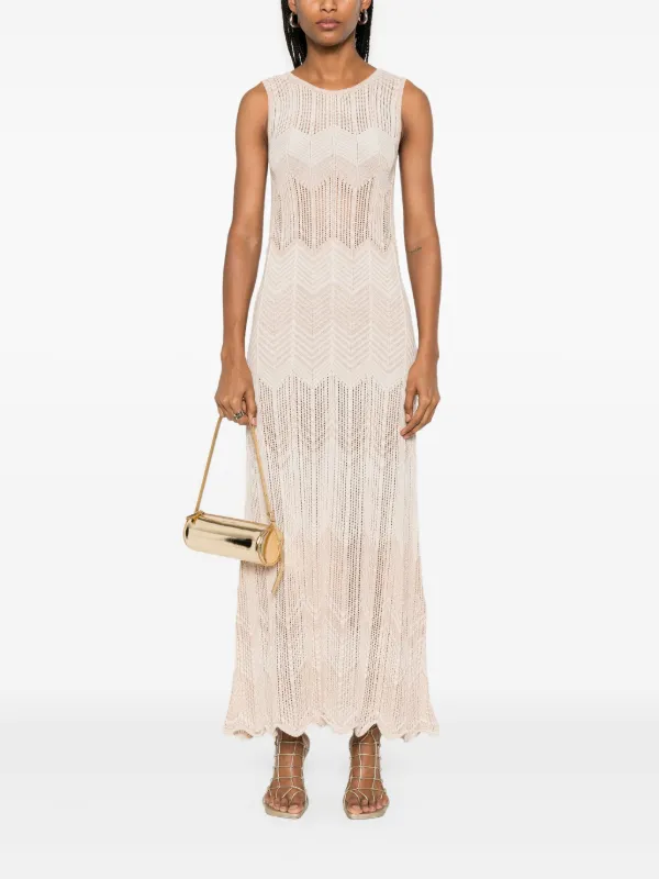 Akep chevron-knit Maxi Dress | Neutrals | FARFETCH