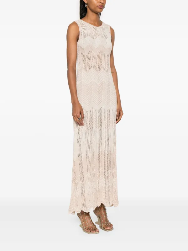 Akep chevron-knit Maxi Dress | Neutrals | FARFETCH