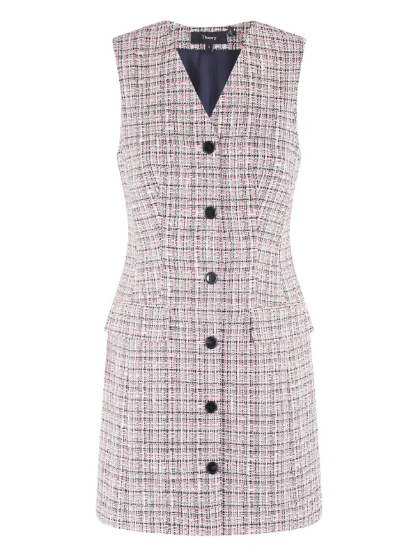 Theory Tweed Mini Dress in Pink
