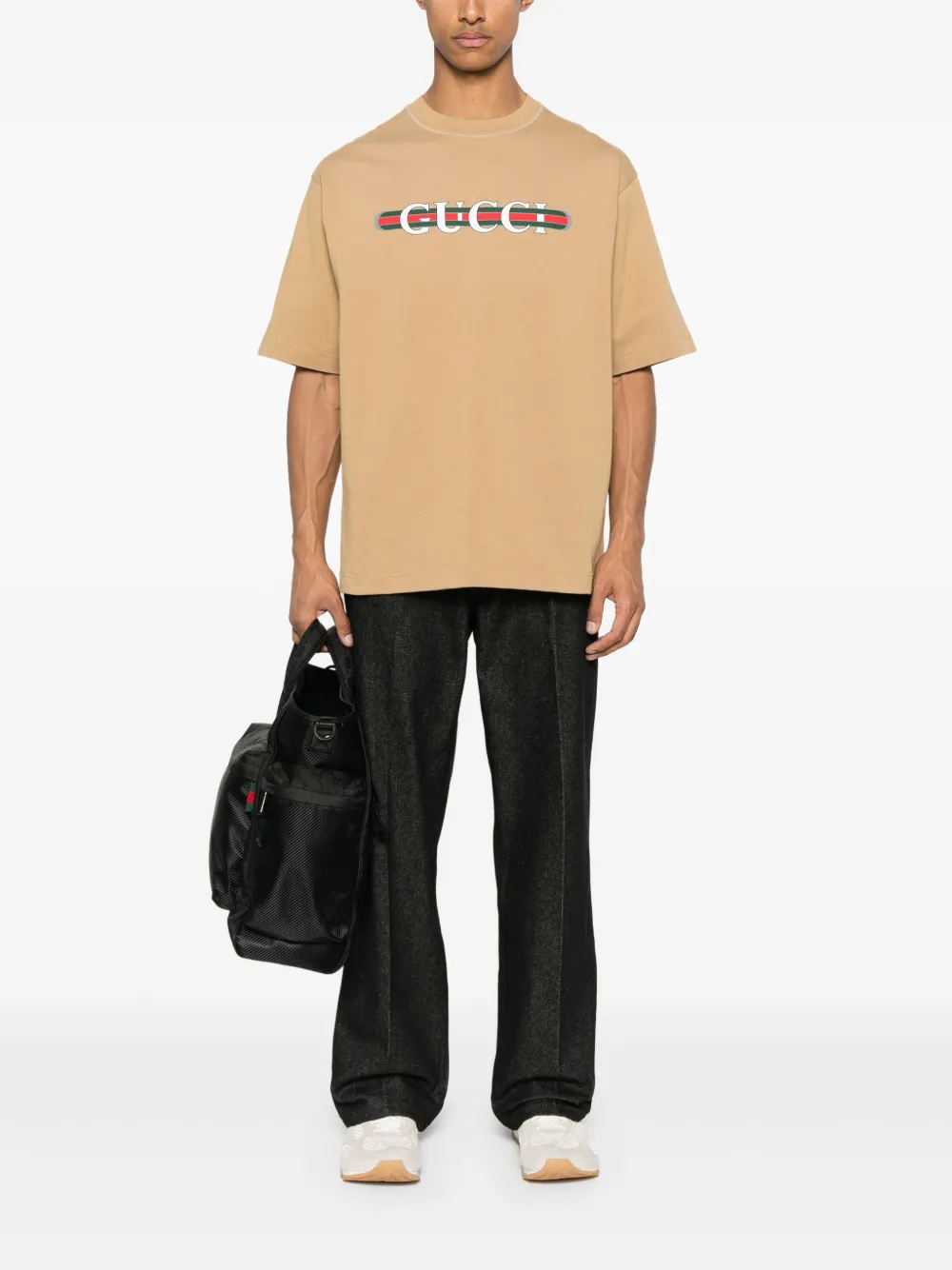 Gucci T-shirt met print - Bruin