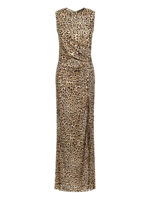 Robe longue à imprimé léopard - Roberto Cavalli - Modalova