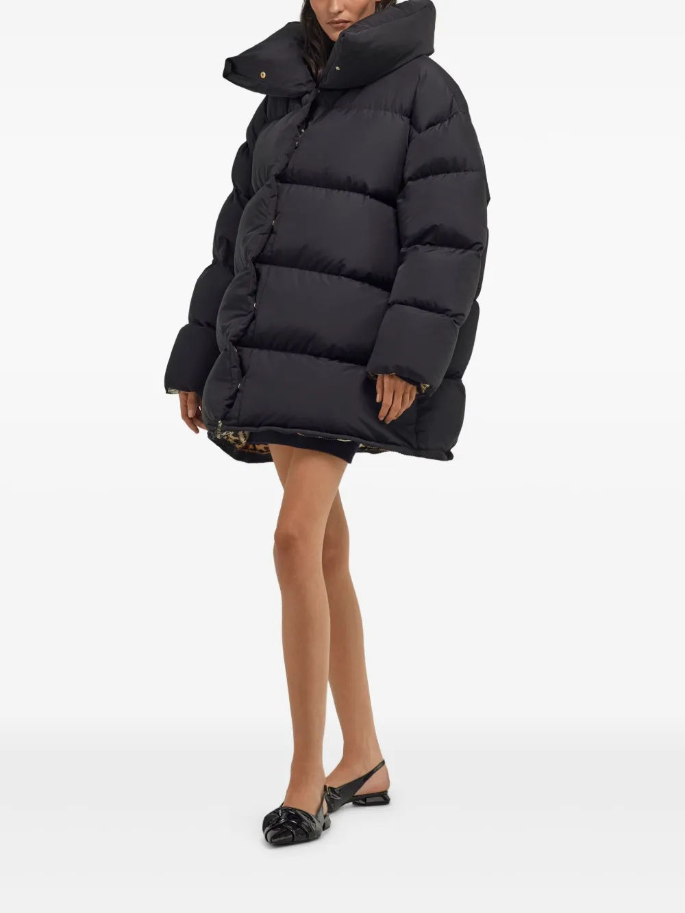 Shop Roberto Cavalli Padded Coat In Black