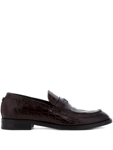 Roberto Cavalli crocodile-embossed metal-plaque loafers