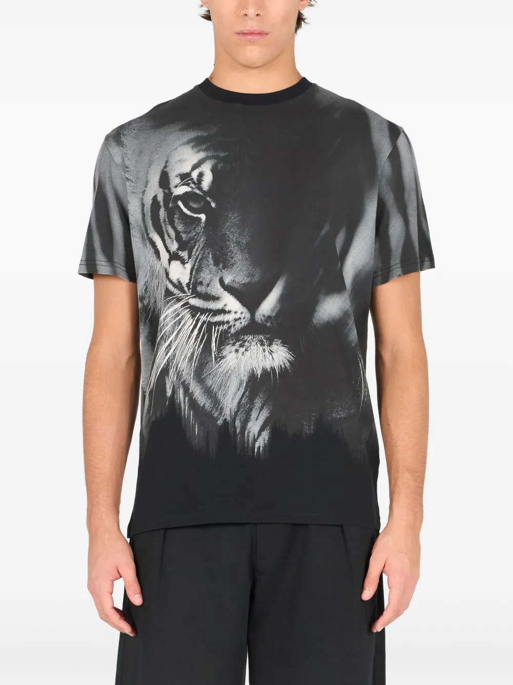 Roberto Cavalli T-shirt met tijgerprint Zwart