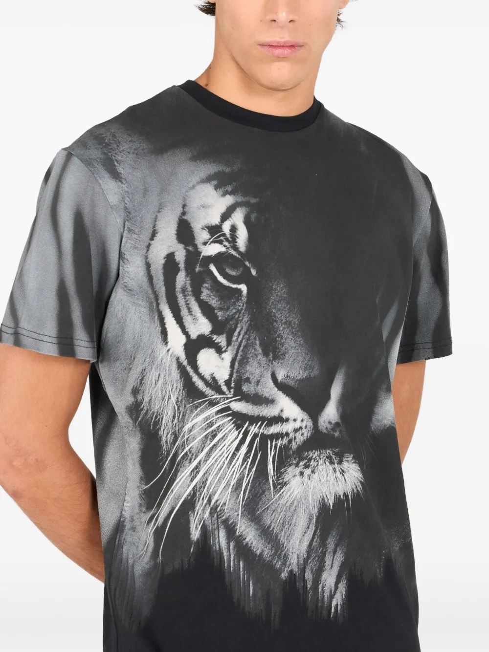 Roberto Cavalli T-shirt met tijgerprint Zwart