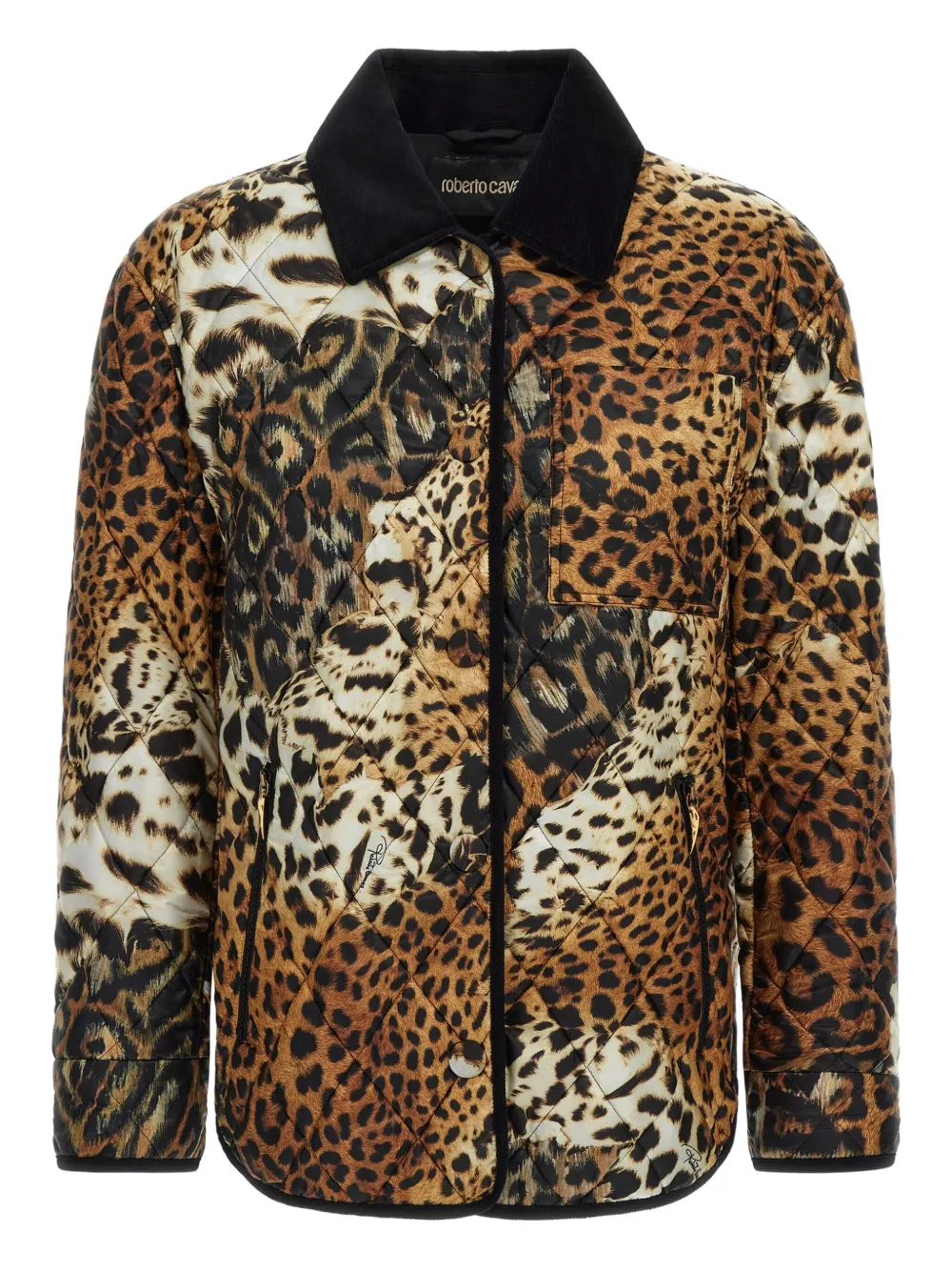Roberto Cavalli Leopard Print Jacket In Naturale
