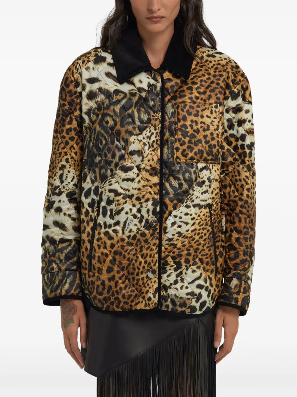 Roberto Cavalli Shirtjack met luipaardprint Beige