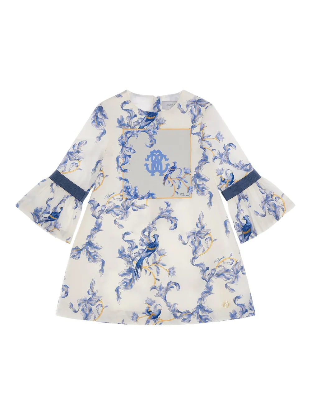 Roberto Cavalli Junior Jurk met bloe print Wit