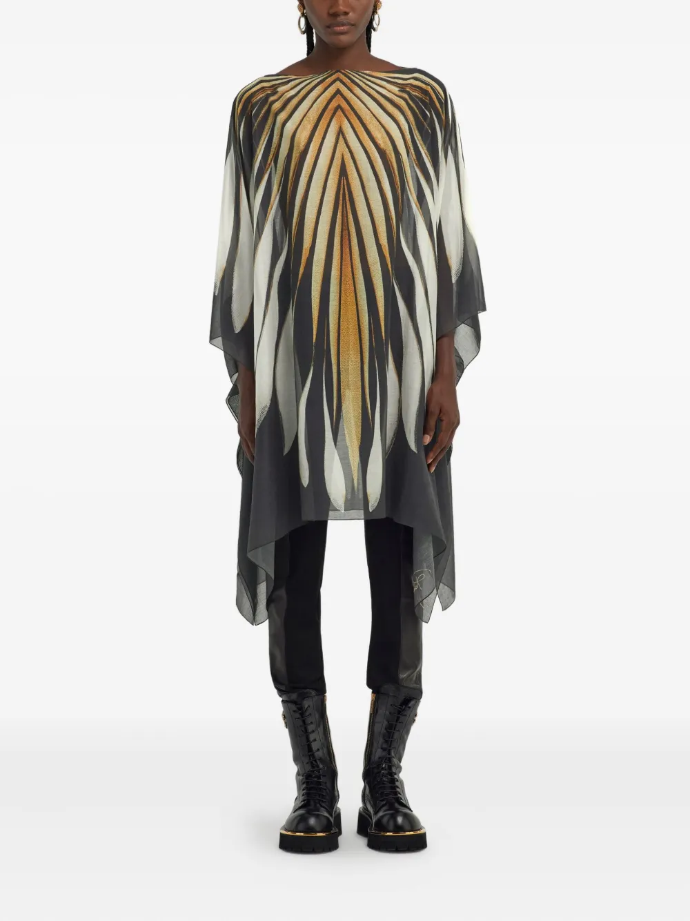 Roberto Cavalli Linnen tuniekjurk met abstract patroon - Goud