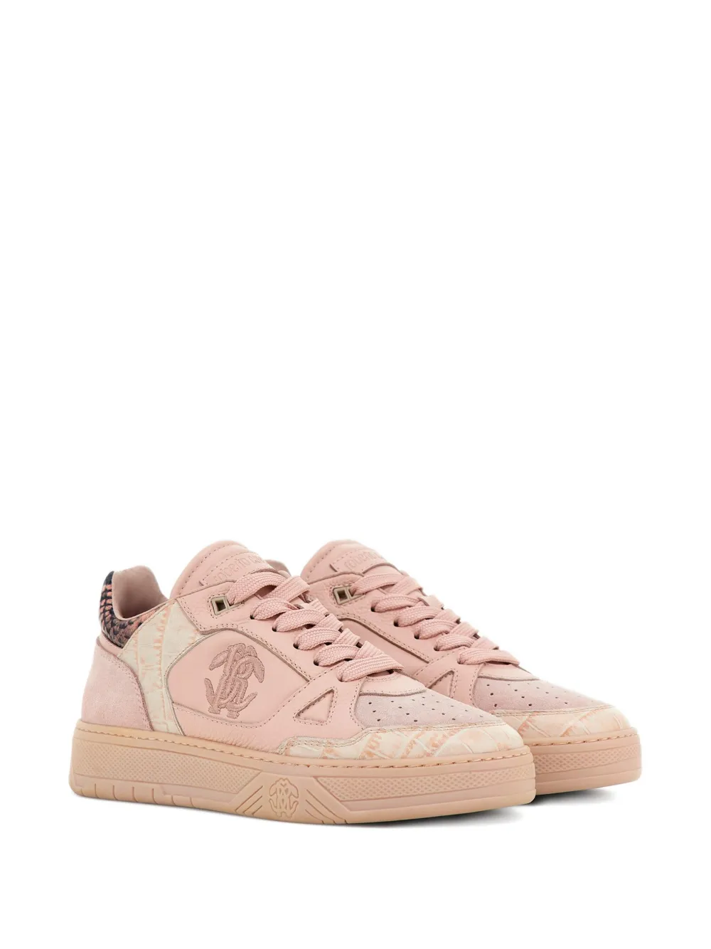 Roberto Cavalli Mirror Snake-appliqué sneakers Pink