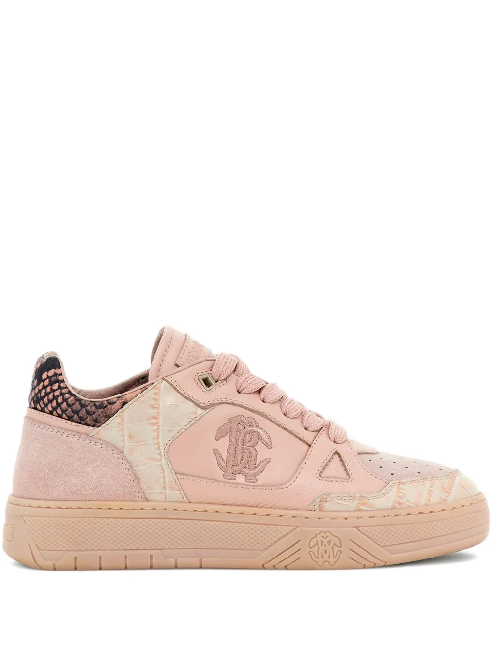 Roberto Cavalli Mirror Snake-appliqué sneakers Pink