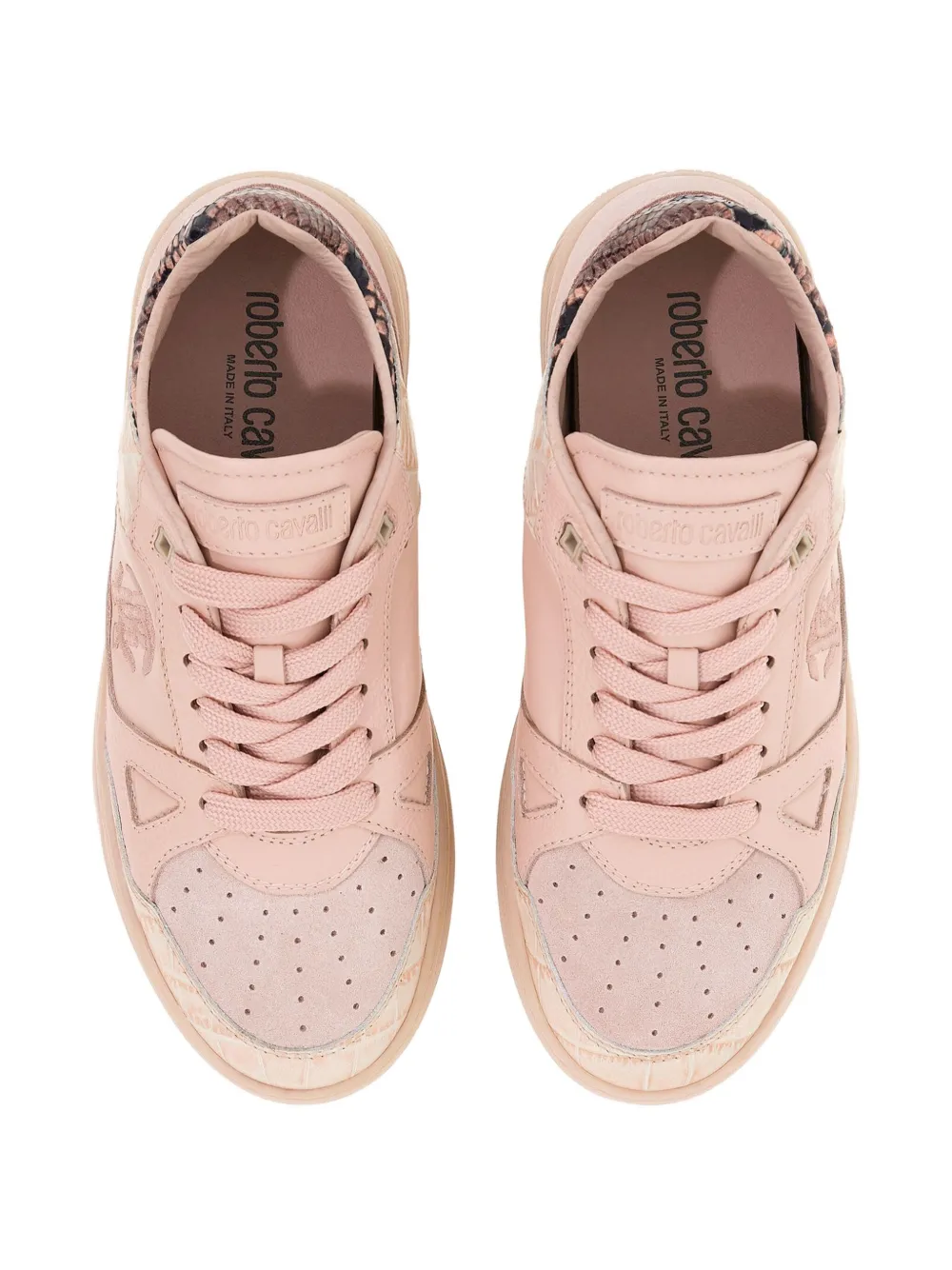 Roberto Cavalli Mirror Snake-appliqué sneakers Pink