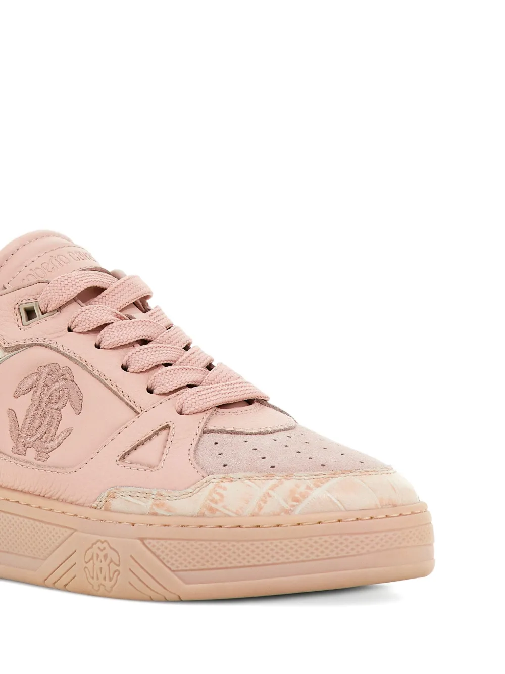 Roberto Cavalli Mirror Snake-appliqué sneakers Pink