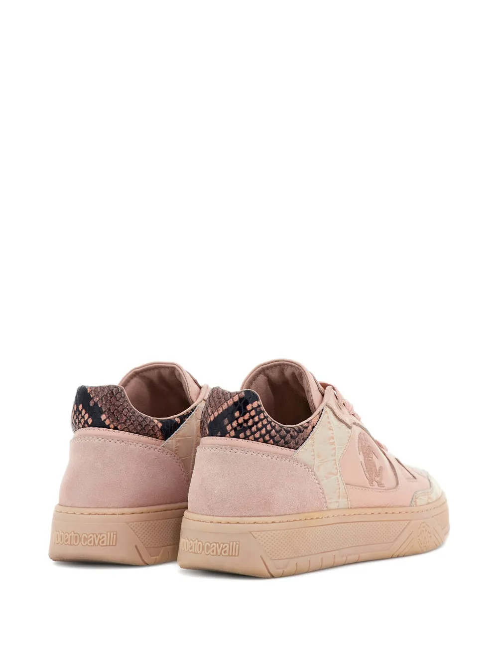 Roberto Cavalli Mirror Snake-appliqué sneakers Pink