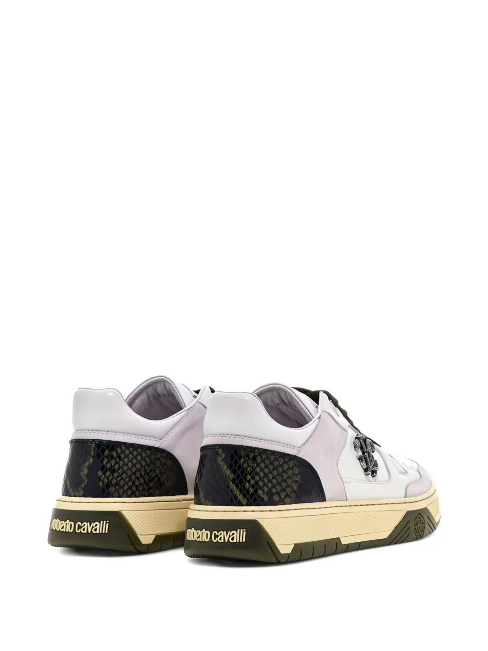 Roberto Cavalli logo-plaque leather sneakers White