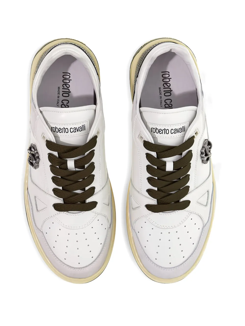 Roberto Cavalli logo-plaque leather sneakers White