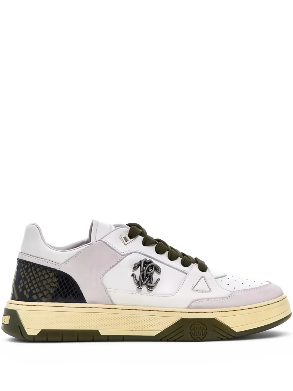 Roberto Cavalli logo-plaque leather sneakers White