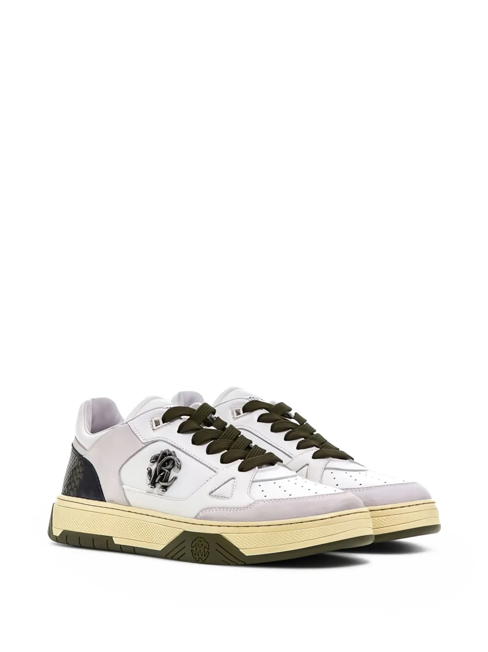 Roberto Cavalli logo-plaque leather sneakers White