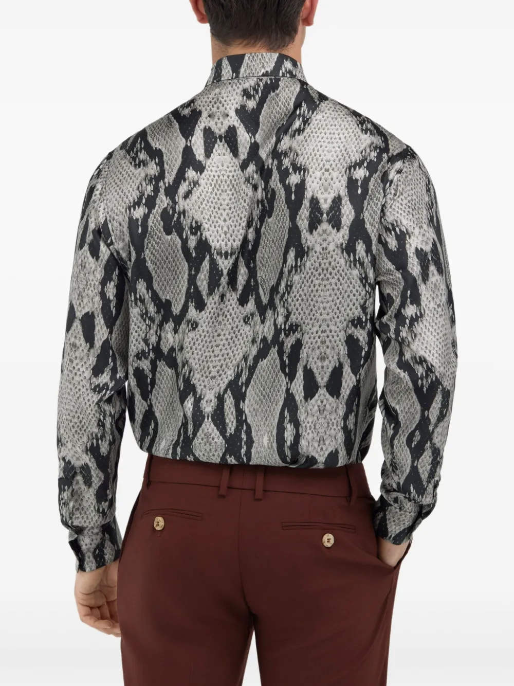 Roberto Cavalli Button-up overhemd met slangenprint Zwart