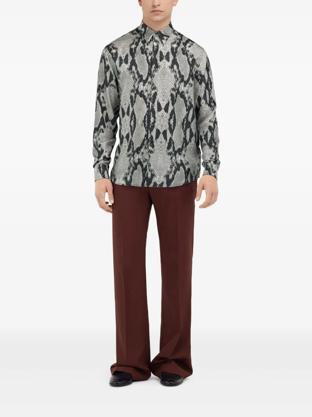 Roberto Cavalli snake-print button-up shirt - Zwart