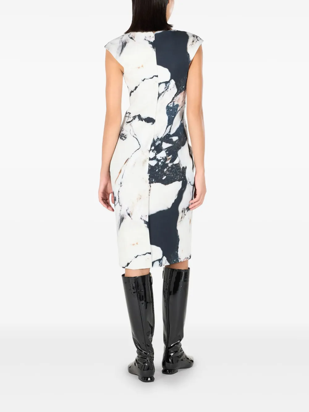 ROBERTO CAVALLI MARBLE-PRINT MIDI DRESS