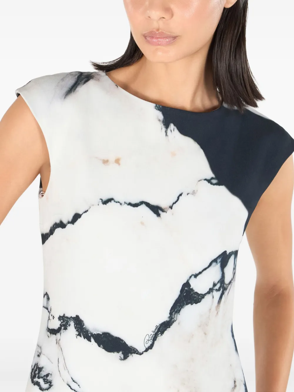 ROBERTO CAVALLI MARBLE-PRINT MIDI DRESS