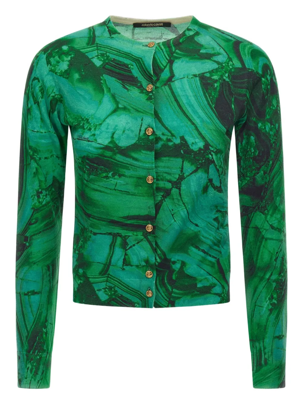 Roberto Cavalli malachite-print button cardigan - Green