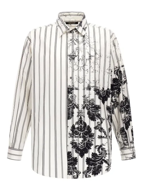 Roberto Cavalli Broccato-print striped shirt