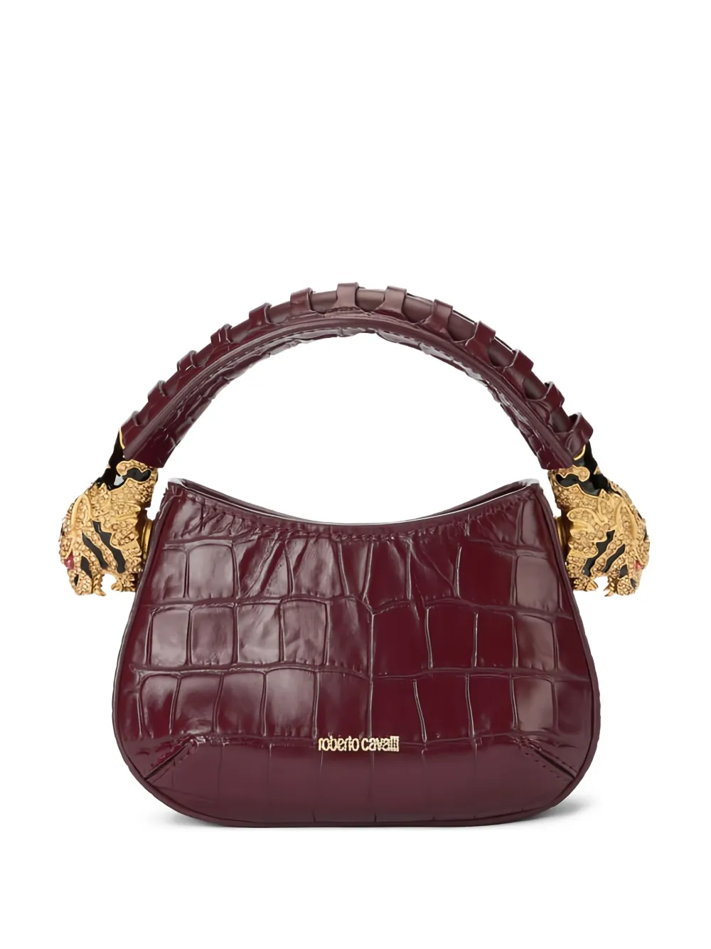 Roberto Cavalli mini Roar tiger-head crocodile-effect shoulder bag - Red