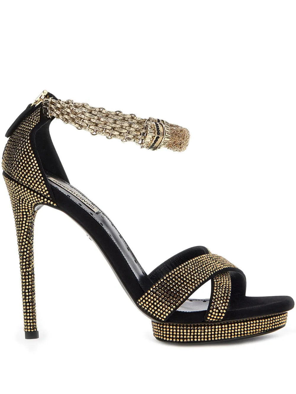 Roberto Cavalli rhinestone-embellished heeled sandals - Gold