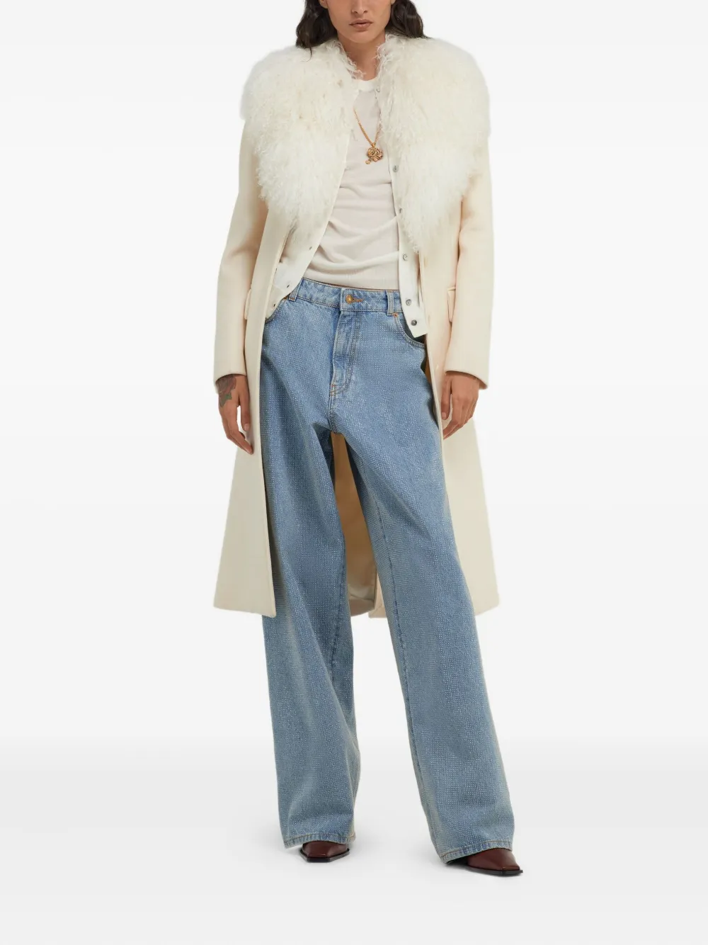  Roberto Cavalli Abrigo Con Botones - Blanco 