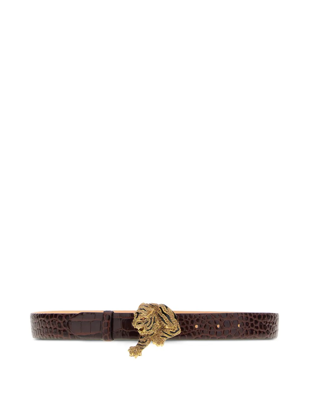 Roberto Cavalli Belt With Gold Buckle In Dark Brown