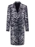 Roberto Cavalli tiger-print double-breasted coat - Black