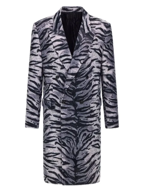 Roberto Cavalli abrigo con doble botonadura y estampado tigre