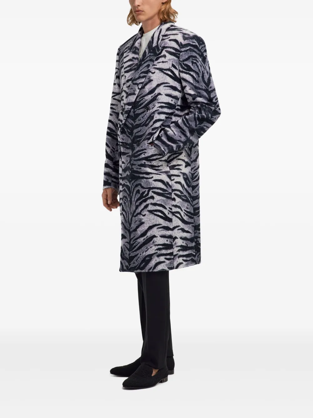 Roberto Cavalli Jas met dubbele rij knopen en tijgerprint Zwart