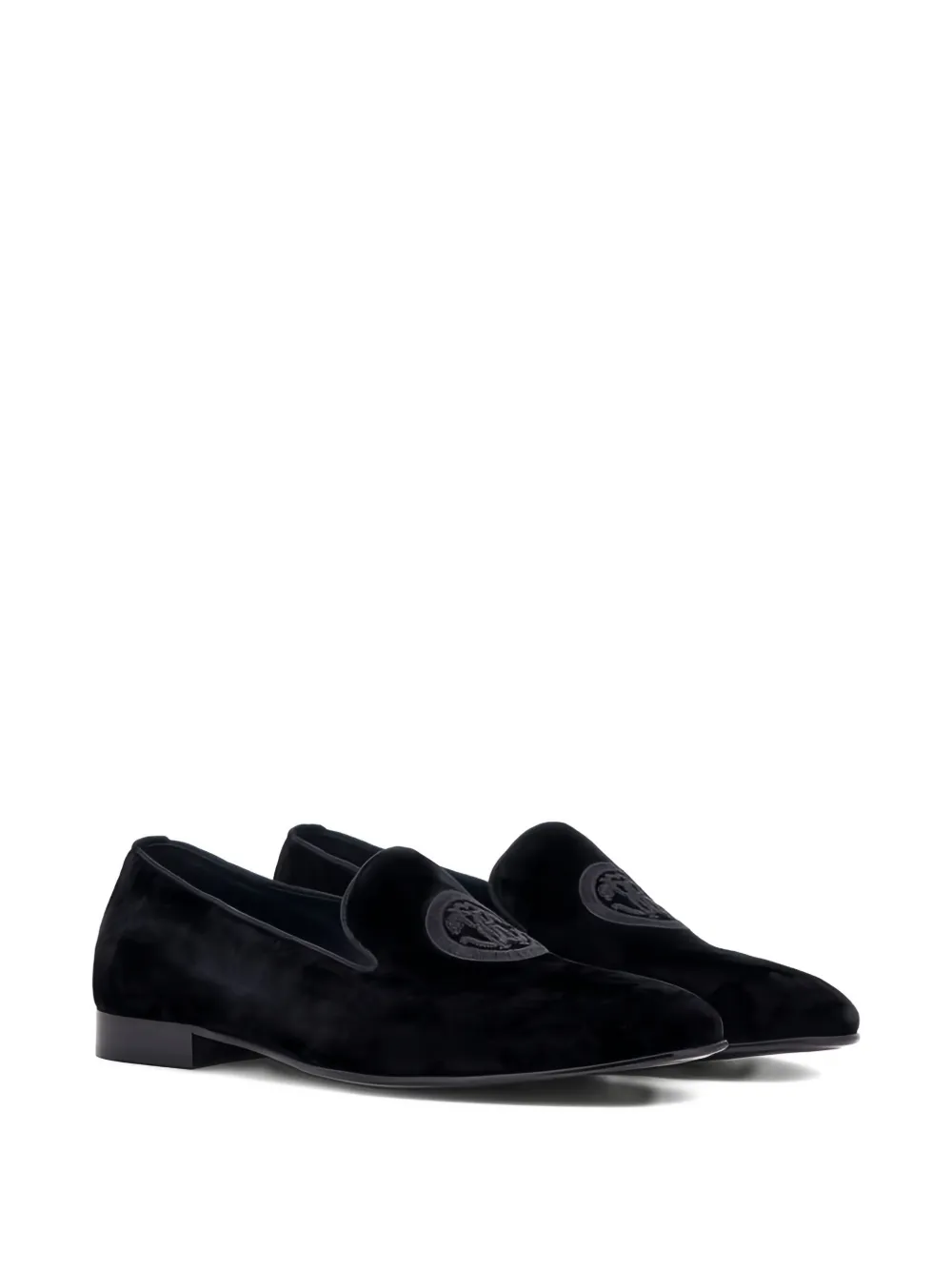 Roberto Cavalli logo-embroidered velvet loafers Black