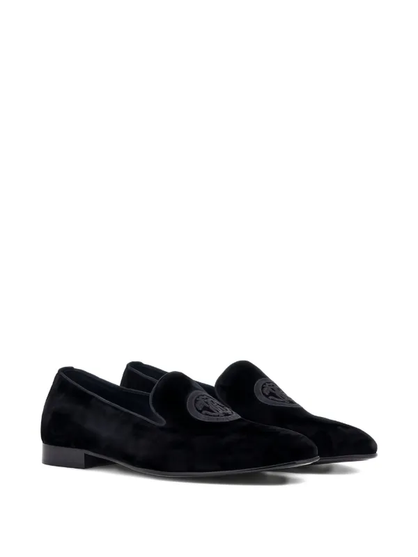 Roberto Cavalli Black Velvet Embroidered Slip-On Loafers Roberto Cavalli Black Velvet Embroidered Slip-On Loafers main image 3