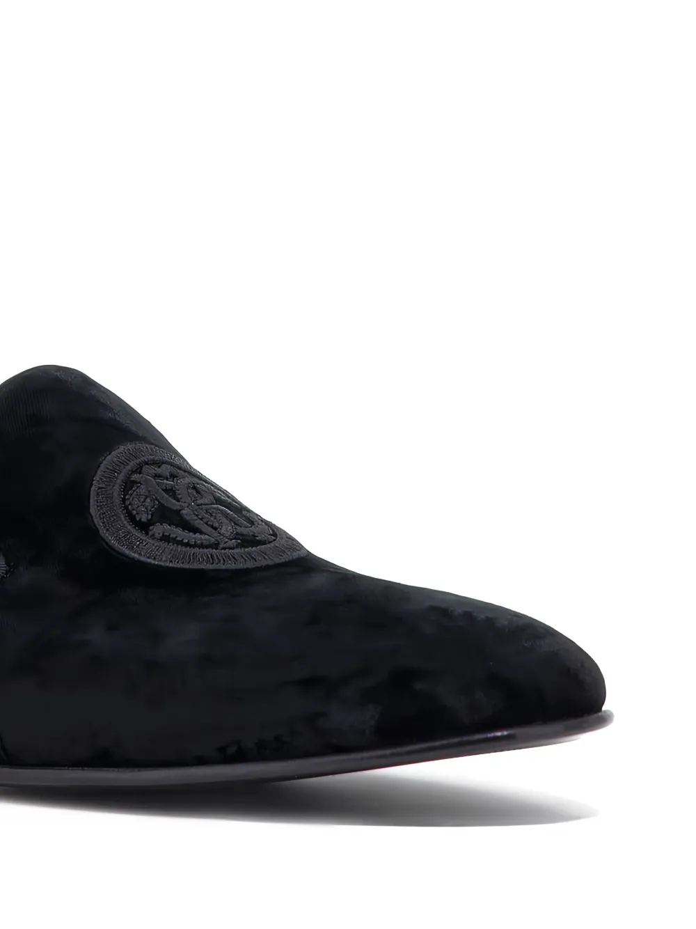 Roberto Cavalli logo-embroidered velvet loafers Black