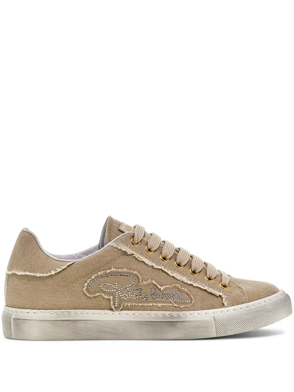 Roberto Cavalli logo-studded lace-up sneakers Brown